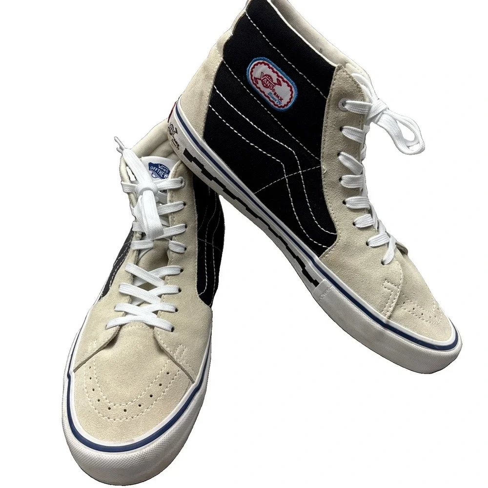 Vans Sk8-Hi Pro BMX Cream Black Graphic High Top Sneakers Mens 13
